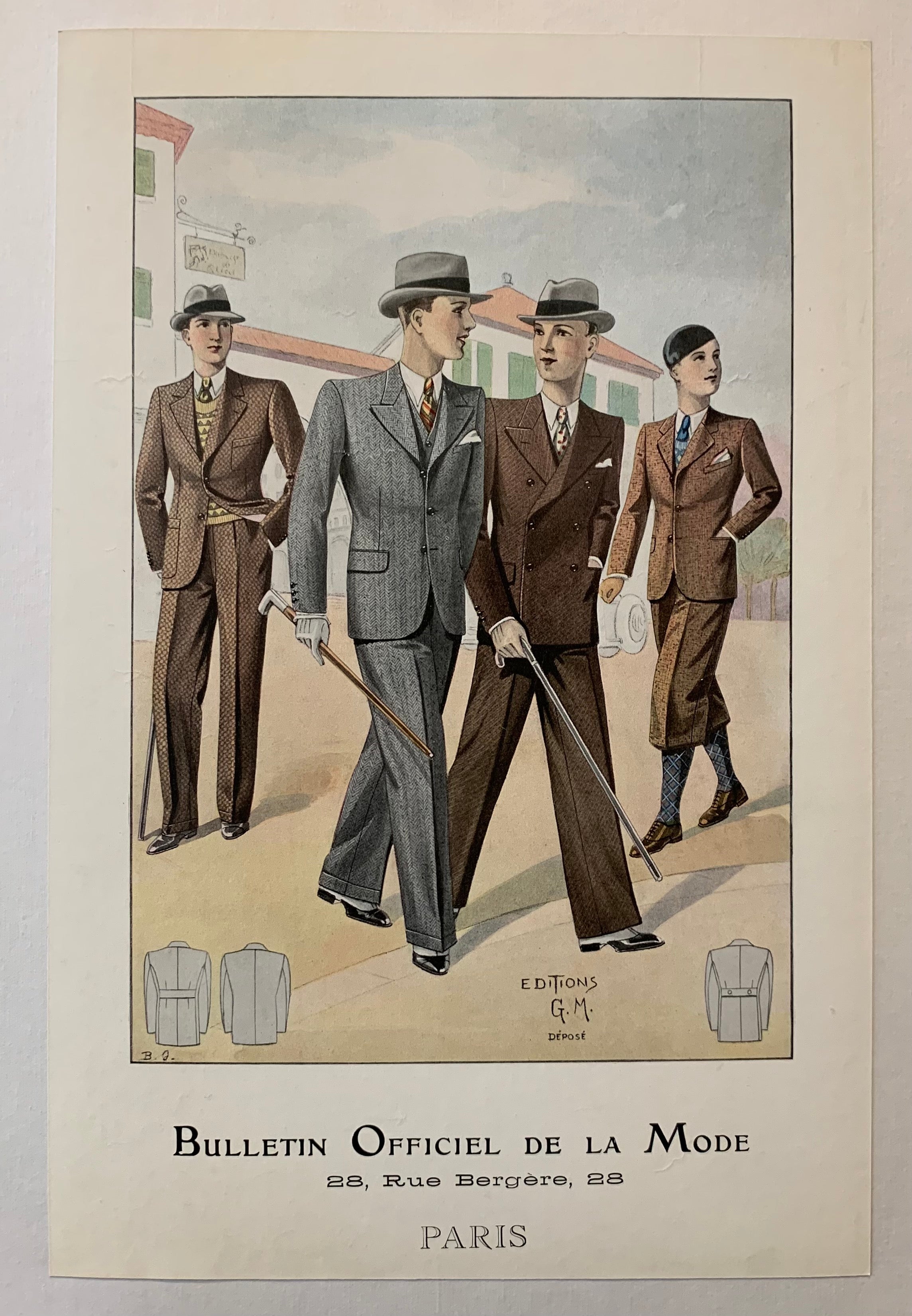 Four Parisian Men Fashion Poster