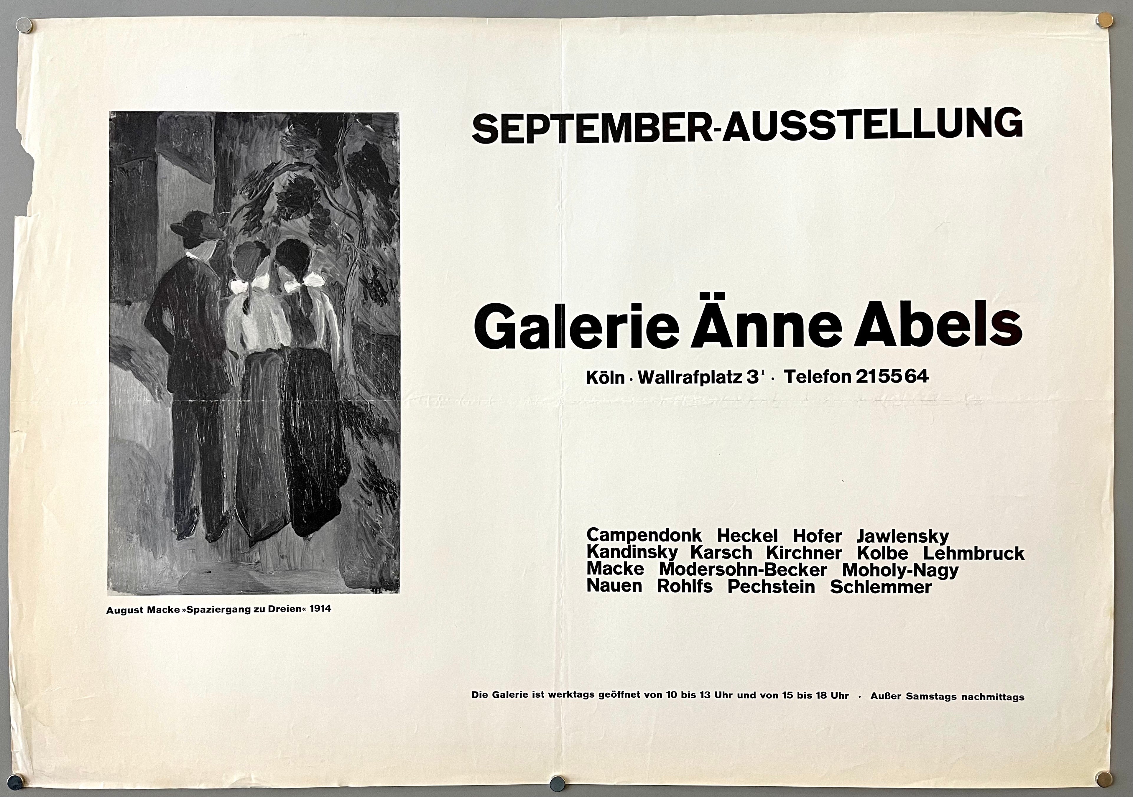 poster featuring a black and white August Macke painting of three people walking