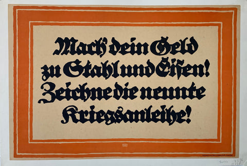 Link to Mach Dein Geld zu Stahl Und Seifen! Zeichne die neunte Kriegsanleihe!Germany, C. 1914 Product