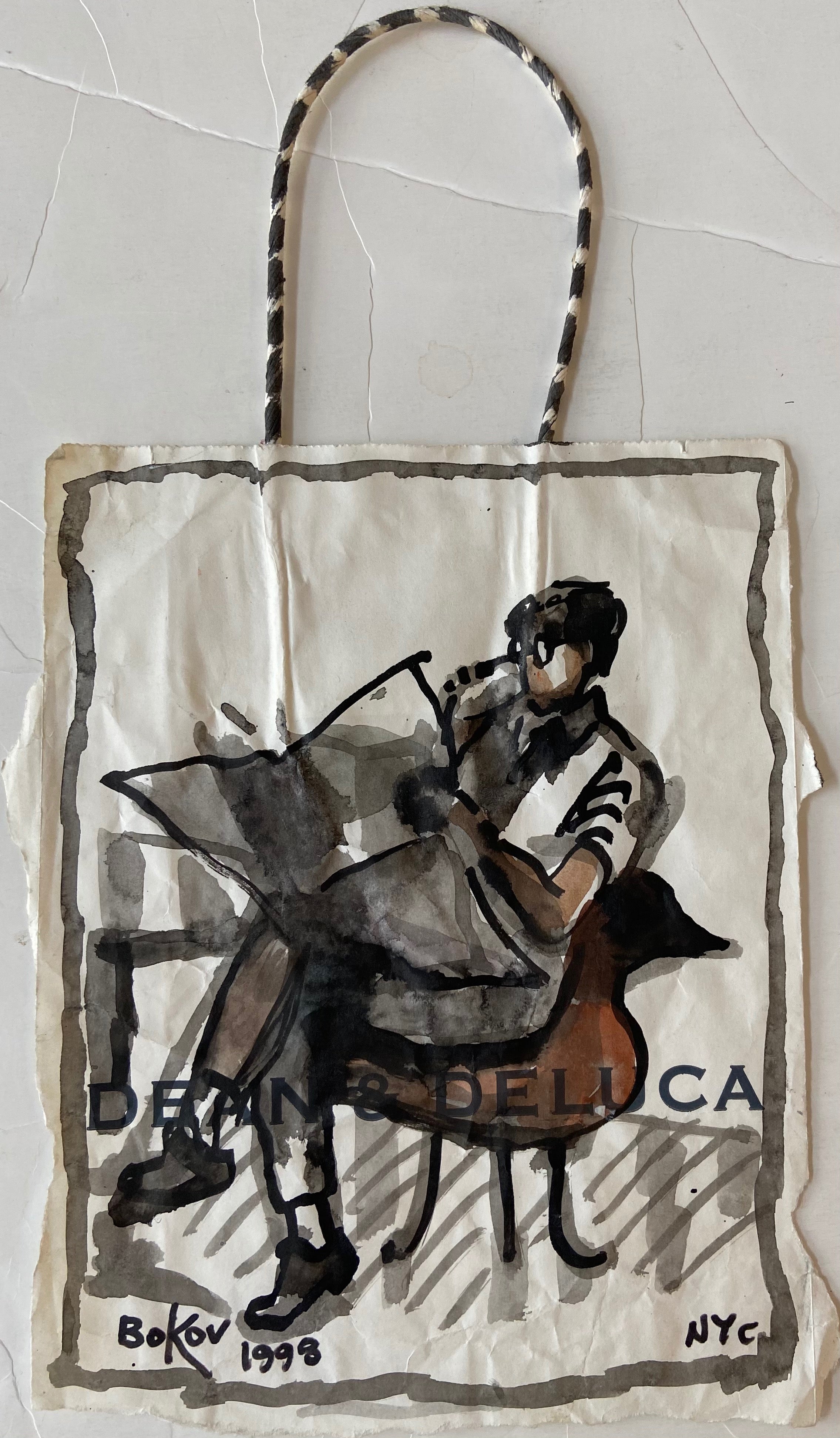 Man Reading Newspaper Paper Bag Painting – Poster Museum