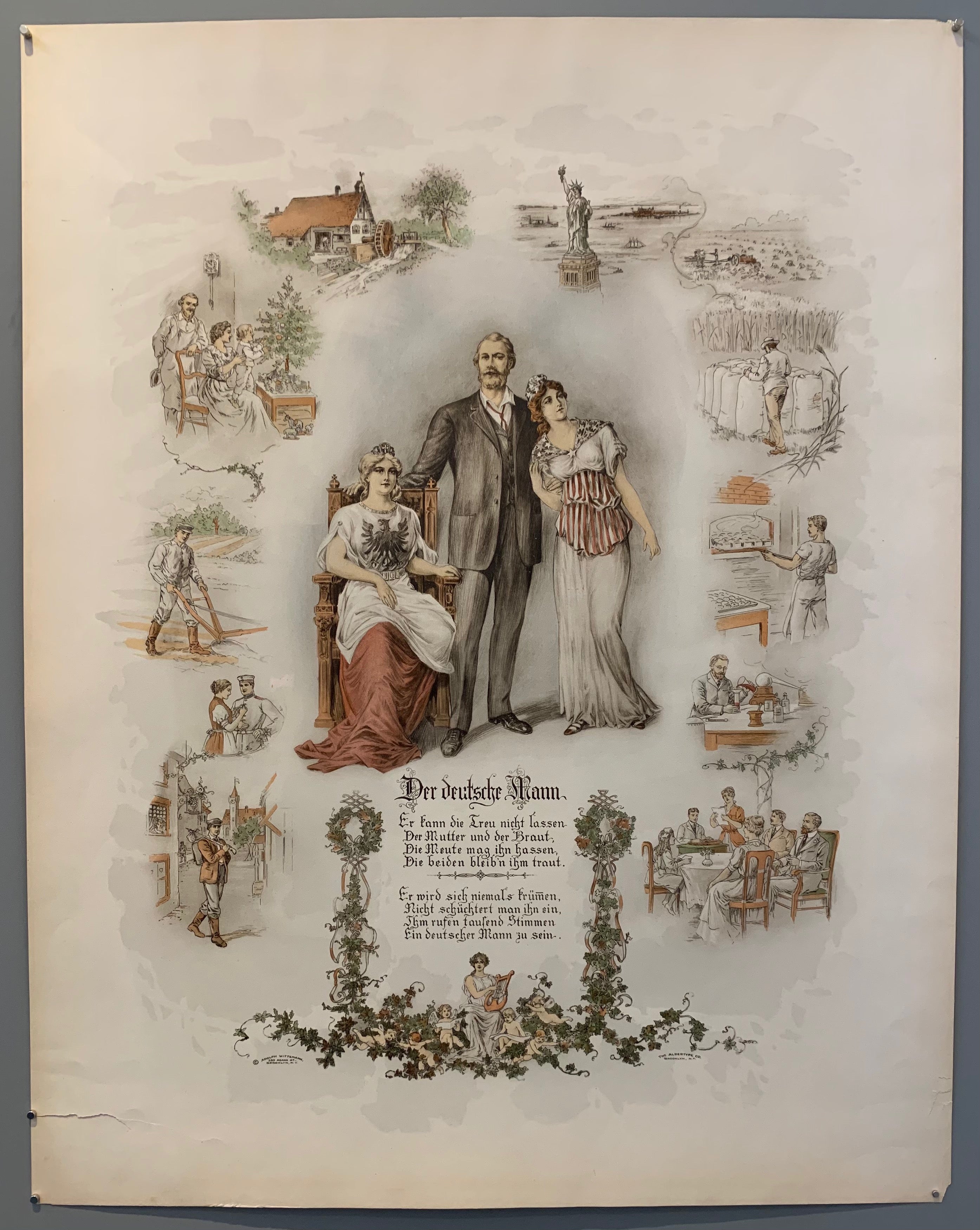 Poster shows a man with each arm around a woman, surrounding them are different scenes showing the man doing things.