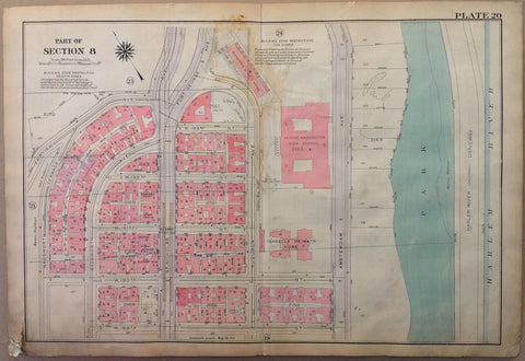Link to NYC Bronx Map - Part of Section 8, George Washington High School, Park, Harlem RiverU.S.A c. 1921 Product