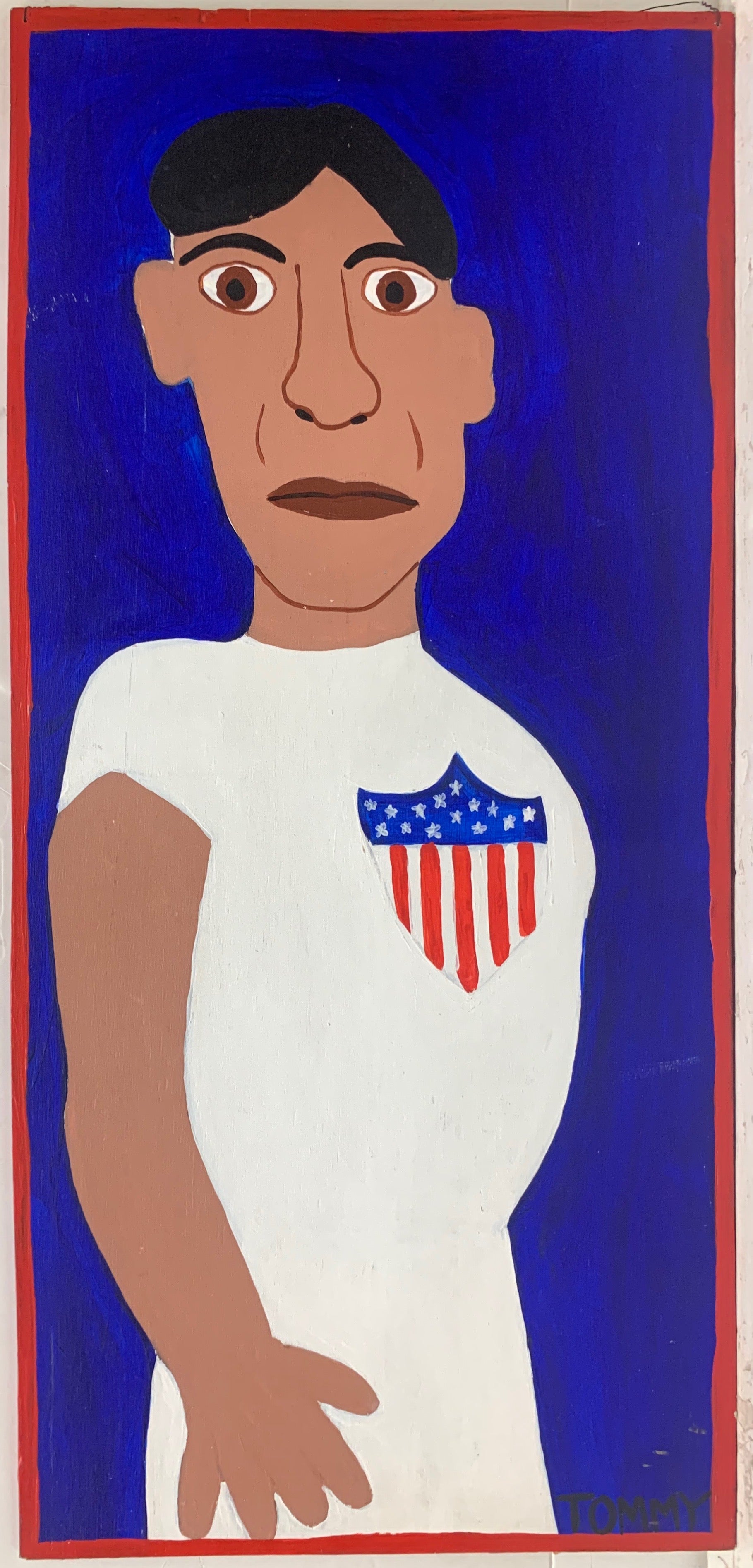 A Tommy Cheng portrait of Jim Thorpe in a sports uniform.