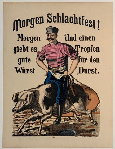 Link to  Morgen Schlachtfest!- man riding a pig ✓Germany  Product