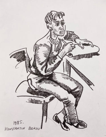 Link to Taking Notes Konstantin Bokov Charcoal DrawingU.S.A, 1985 Product