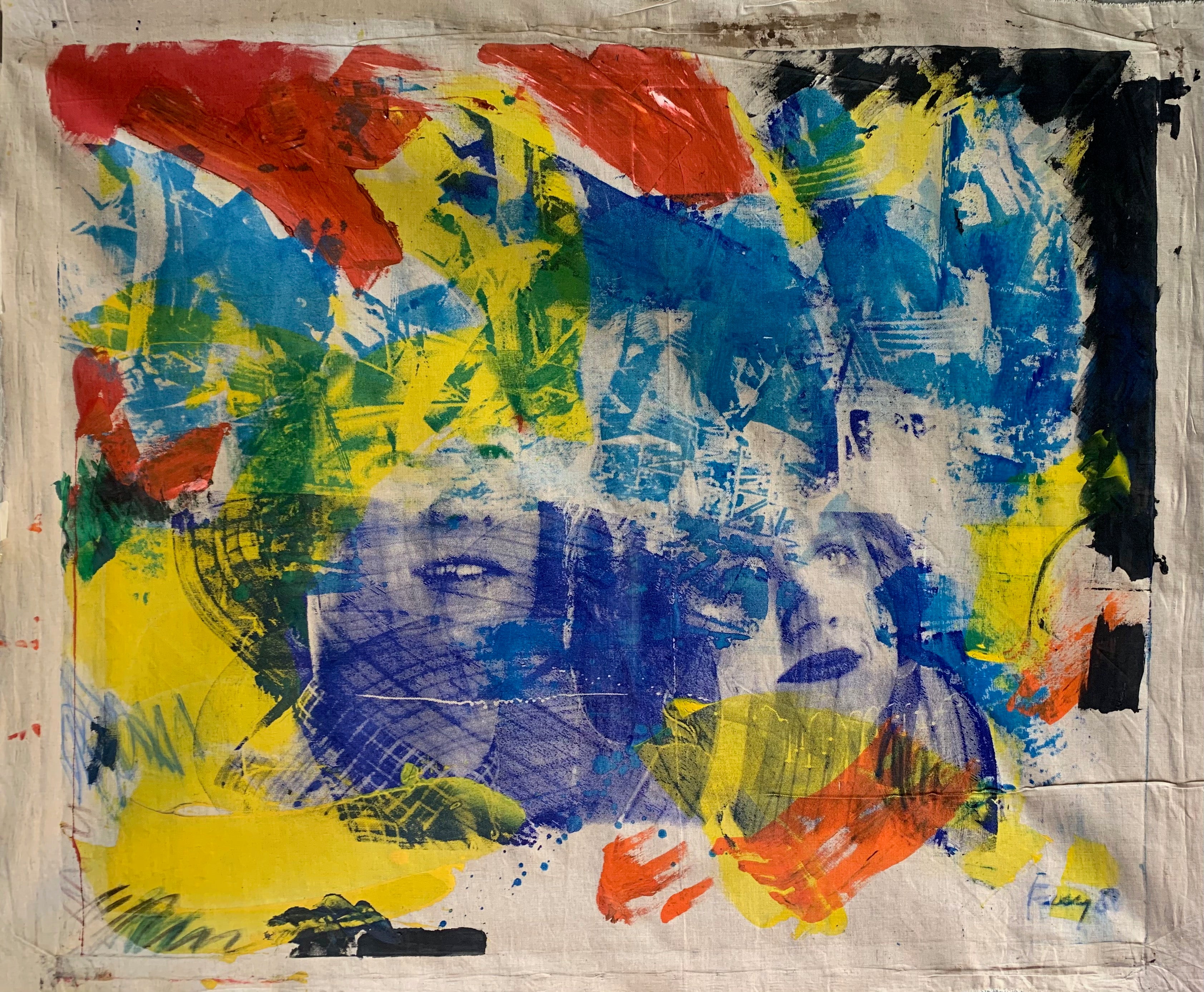 French Contemporary artist Dominique Fury was born in paris in 1953, and was part of the collective of French graphic designers Bazooka in 1974.French Contemporary artist Dominique Fury was born in paris in 1953, and was part of the collective of French graphic designers Bazooka in 1974. Paintings contain some silkscreened faces and an array of colors throughout.