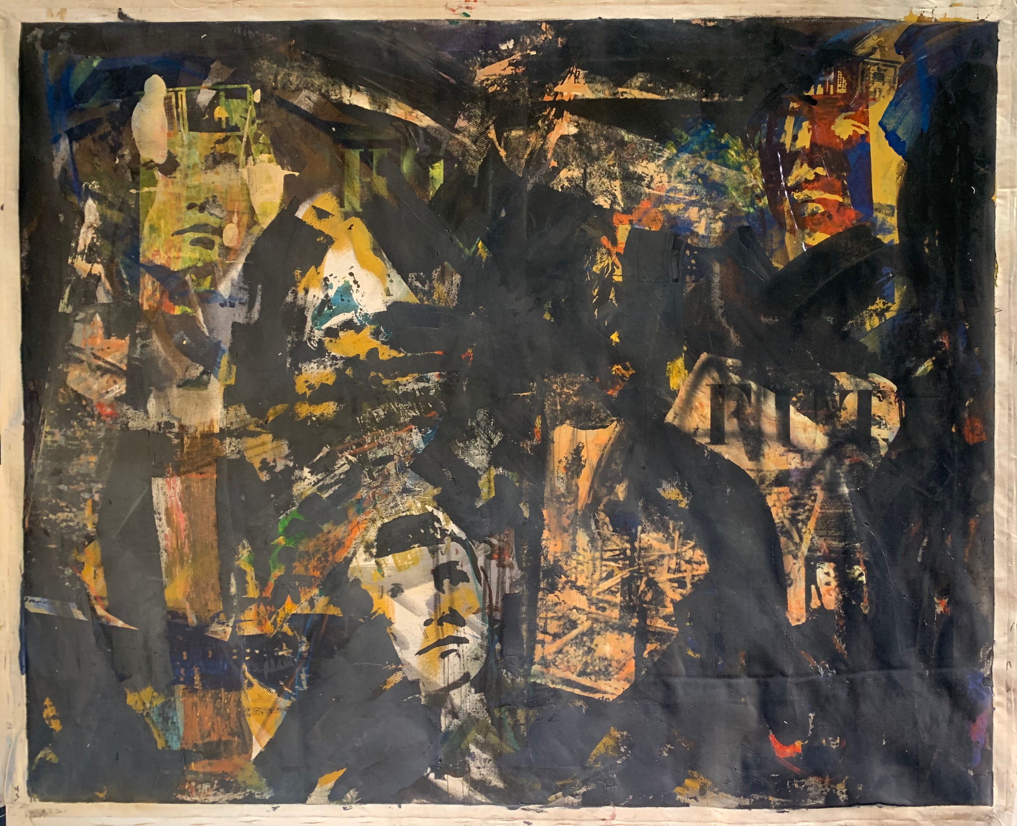 French Contemporary artist Dominique Fury was born in paris in 1953, and was part of the collective of French graphic designers Bazooka in 1974.French Contemporary artist Dominique Fury was born in paris in 1953, and was part of the collective of French graphic designers Bazooka in 1974. Paintings contain some silkscreened faces and an array of colors throughout.