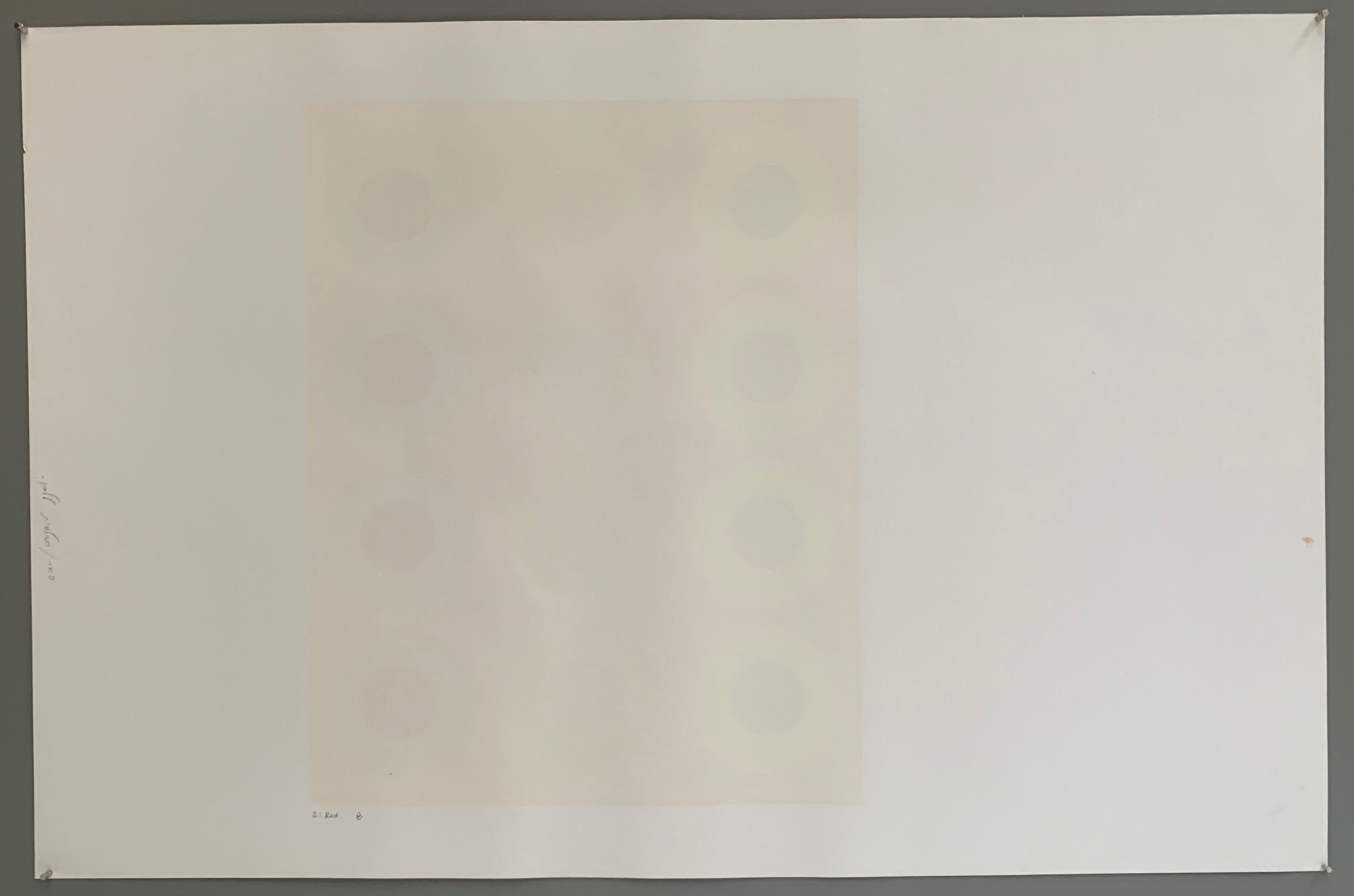 A rectangle made by four panels each holding a line of targets. The colors of this are quite lovely— creamy whites and greys mixed with the slightest hints of purple, pink, and blue.