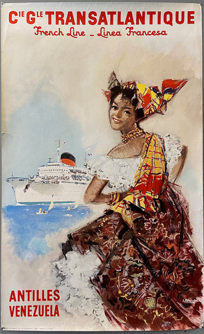 Link to Cie Gle Transatlantique French Line Poster ✓France, c. 1960 Product