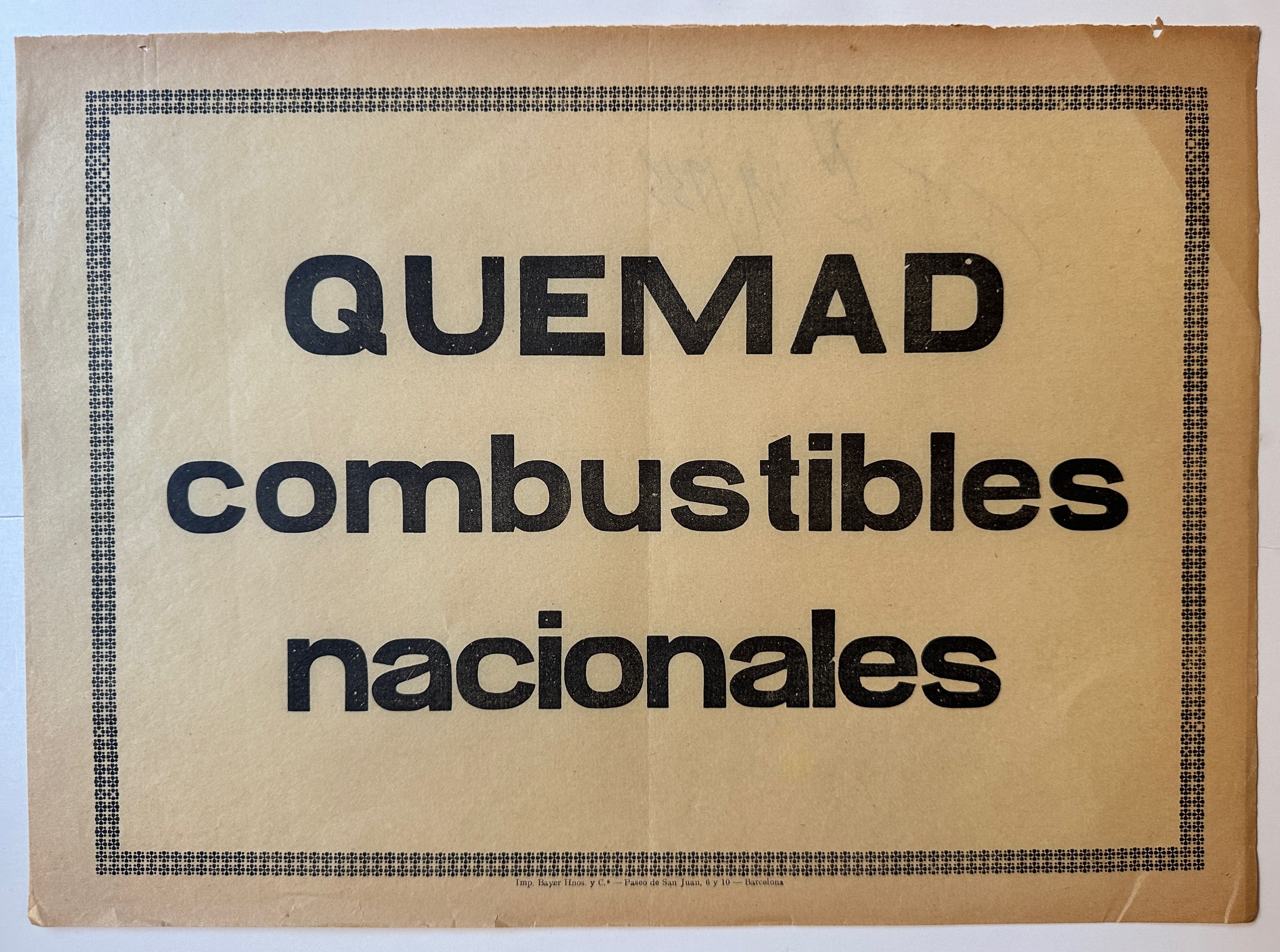 12.5x17.5 spanish civil war era poster promoting isolationist ideology and purchase of national goods, propaganda