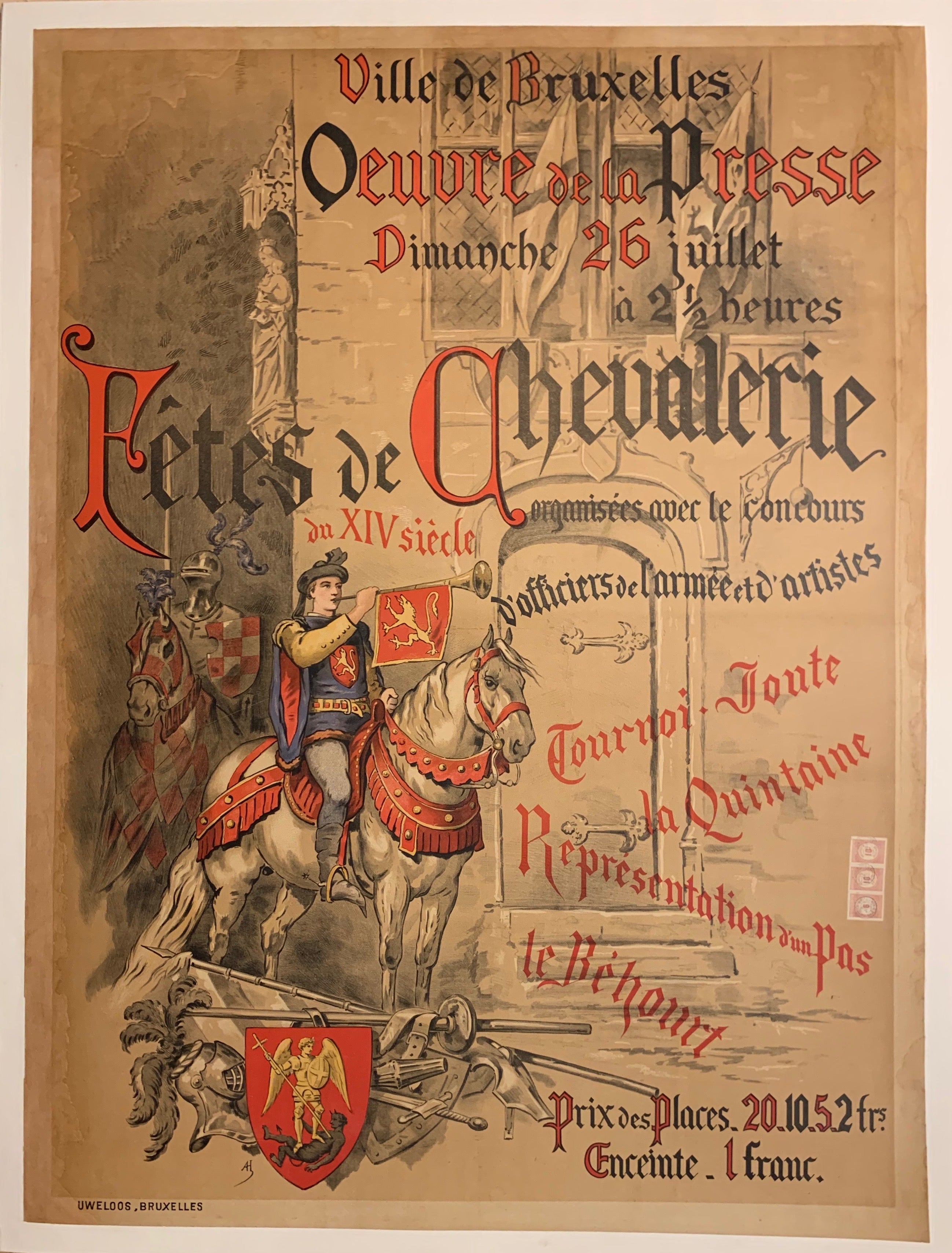Turn of the Century poster of knights on horseback.