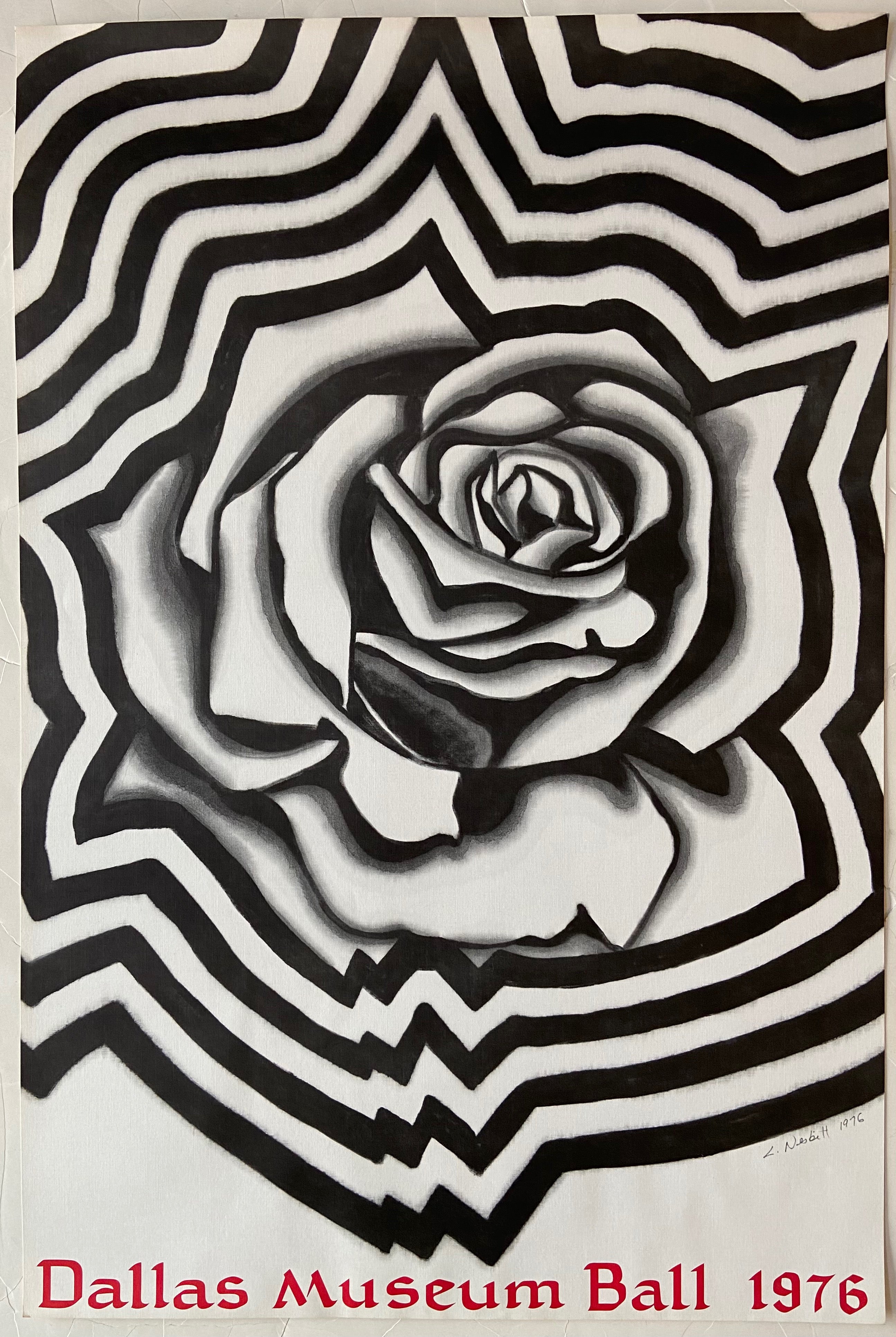 poster of a black and white rose