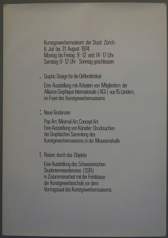 Link to  Kunstgewerbemuseum der Stadt ZürichSwitzerland, 1974  Product
