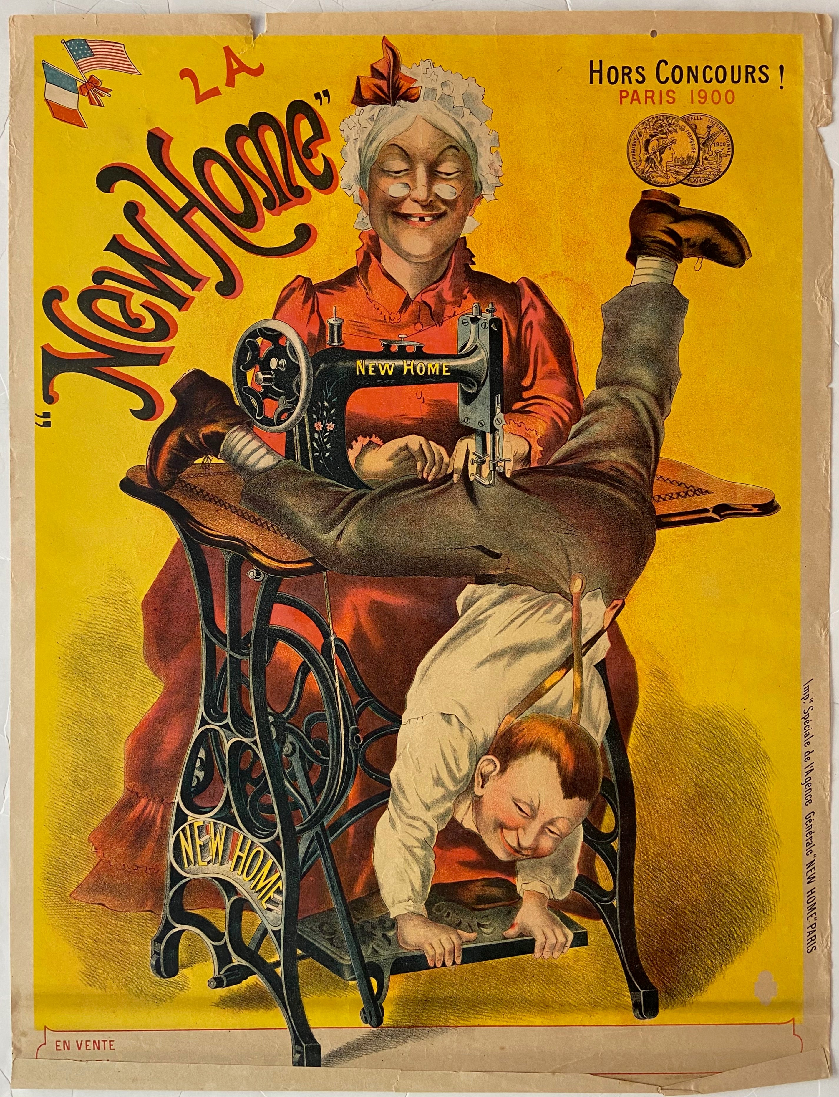 poster of a woman sewing a boy's pants