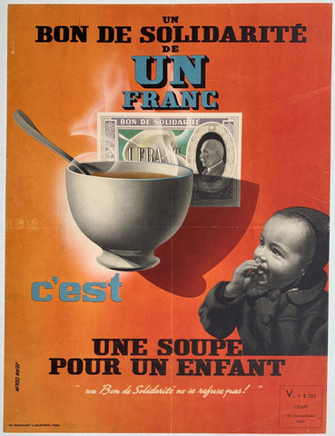 Link to Un Bon de Solidarité de Un Franc ç'est Une Soupe Pour un EnfantFrance, C. 1944 Product