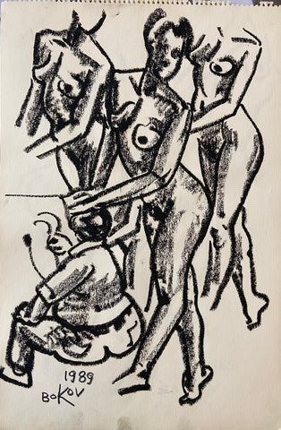 Link to Female Nudes and Artist Konstantin Bokov Charcoal DrawingU.S.A, 1989 Product
