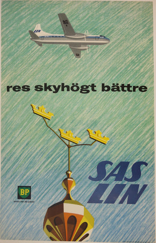 Link to Res Skyhögt Bättre SAS LIN Travel Poster ✓Scandinavia, c. 1960 Product
