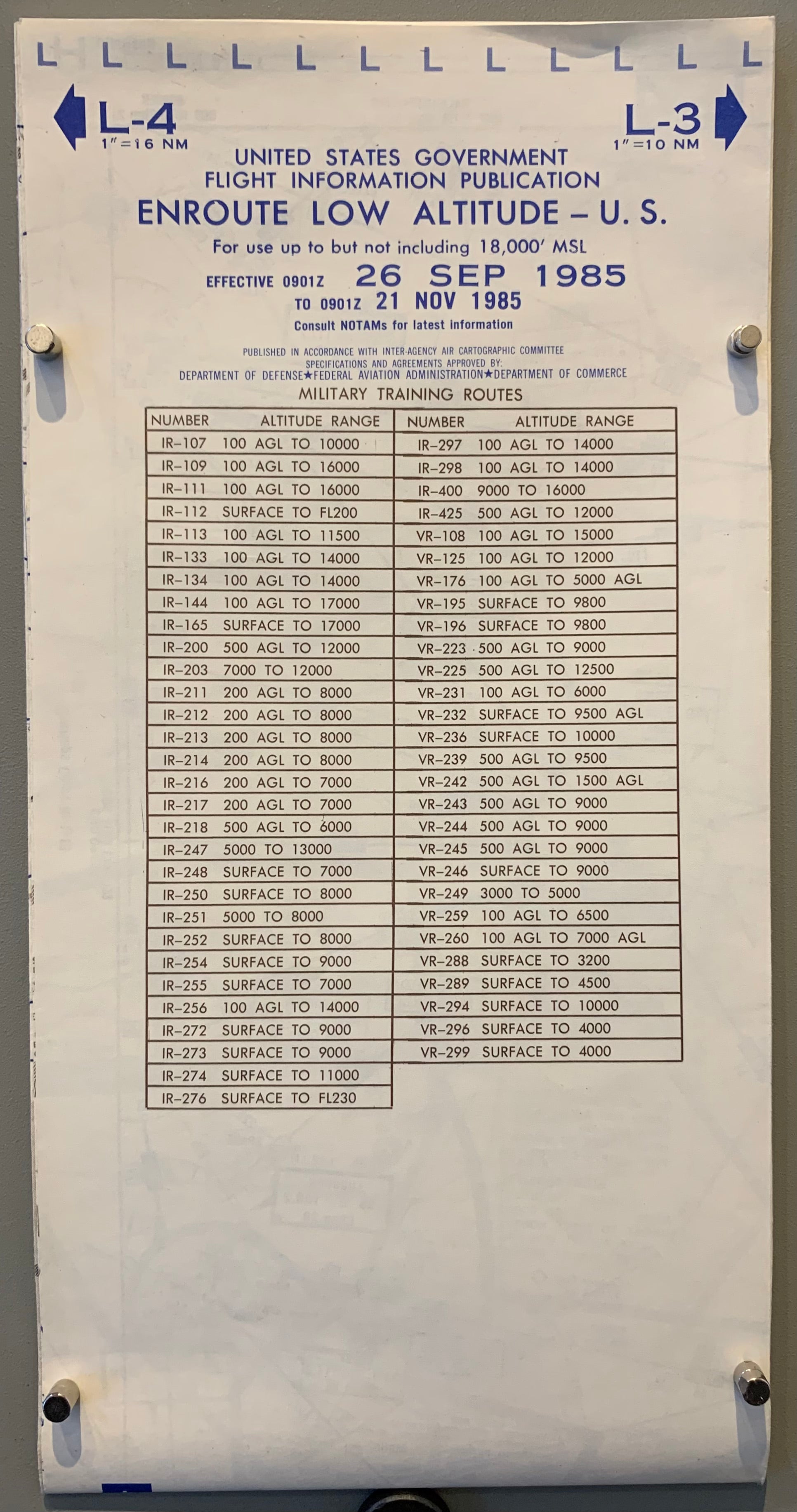 IFR Enroute Low Altitude (U.S.), 1985 (Double-Sided)