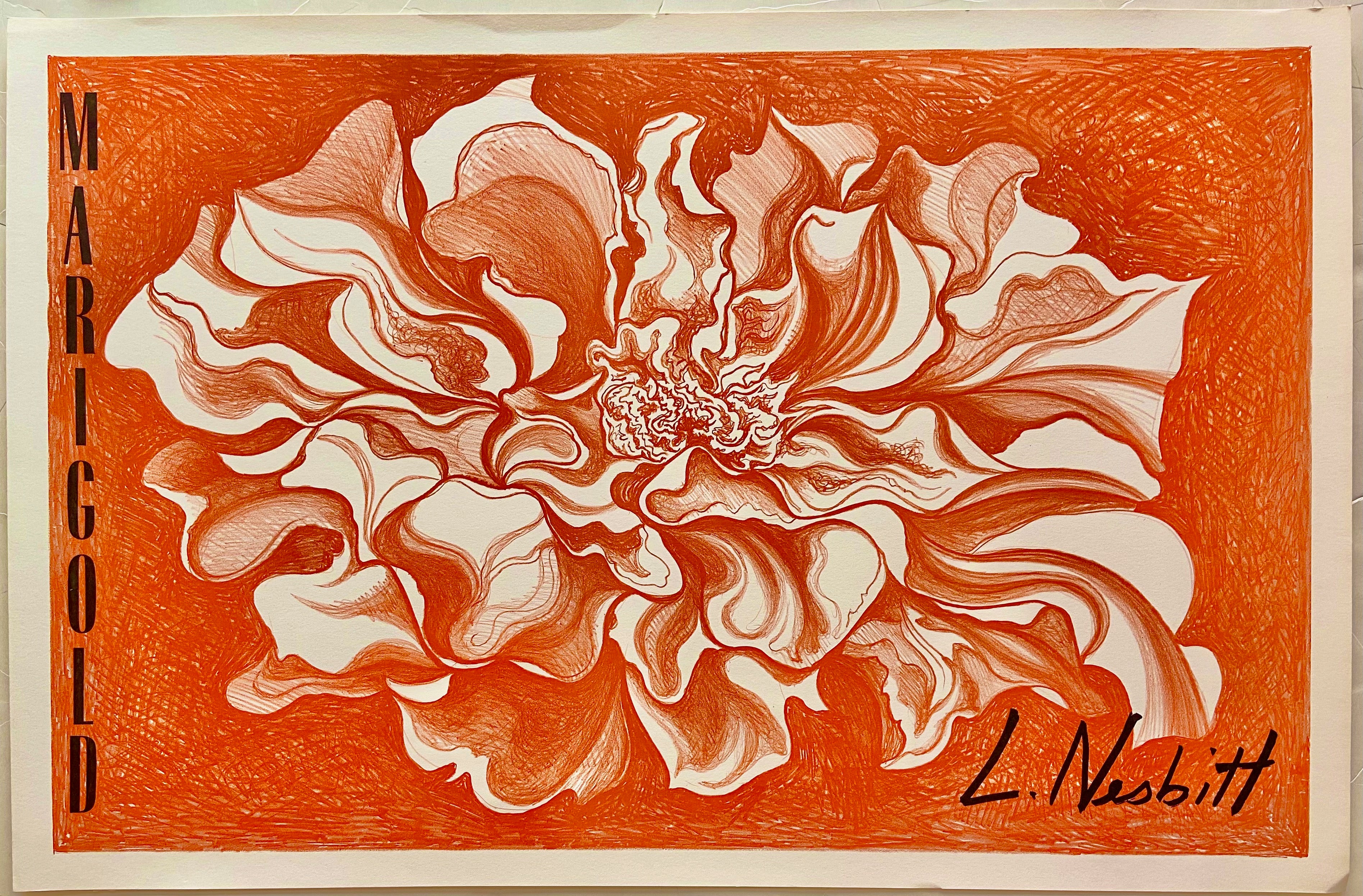 orange marigold print