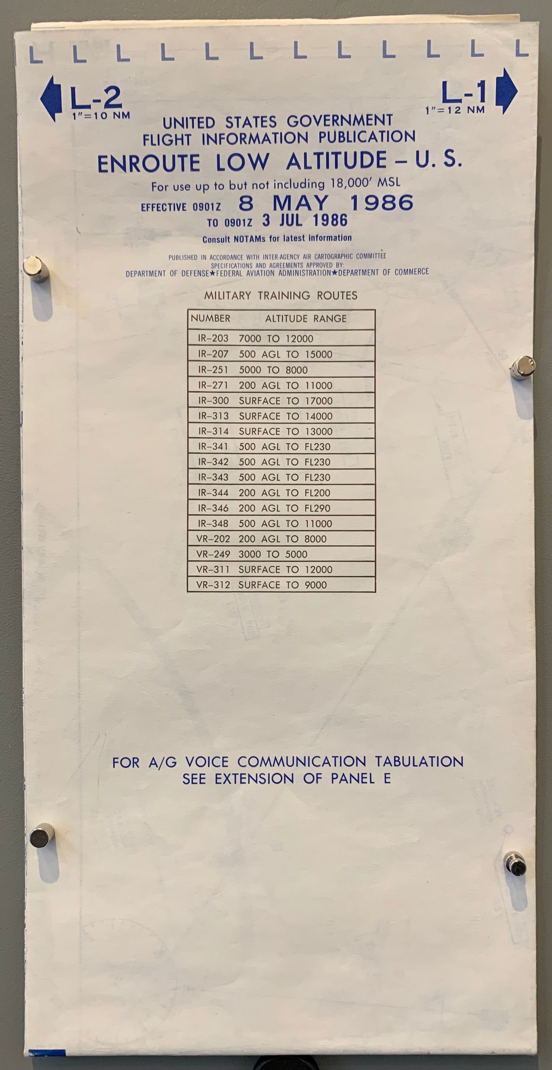 IFR Enroute Low Altitude (U.S.), 1986 (Double-Sided)