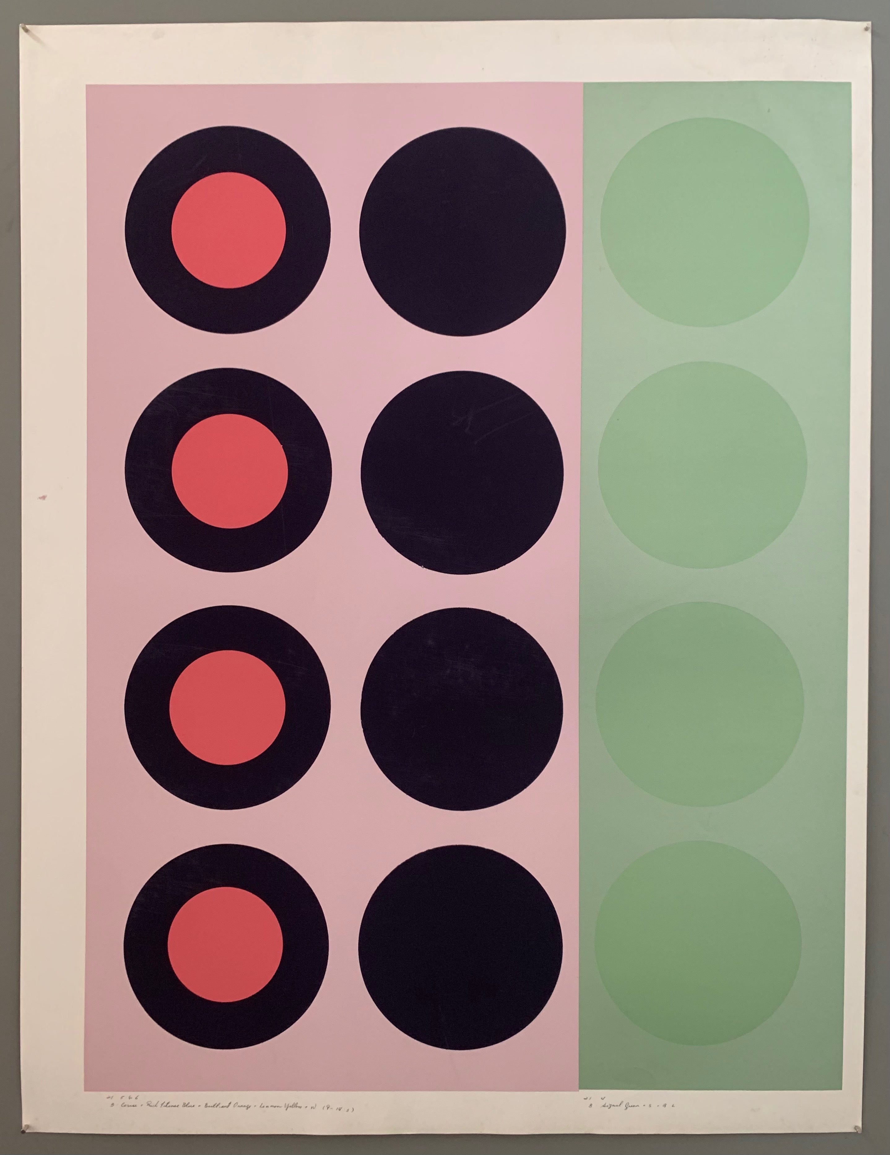 Two rows of circles and one row of targets