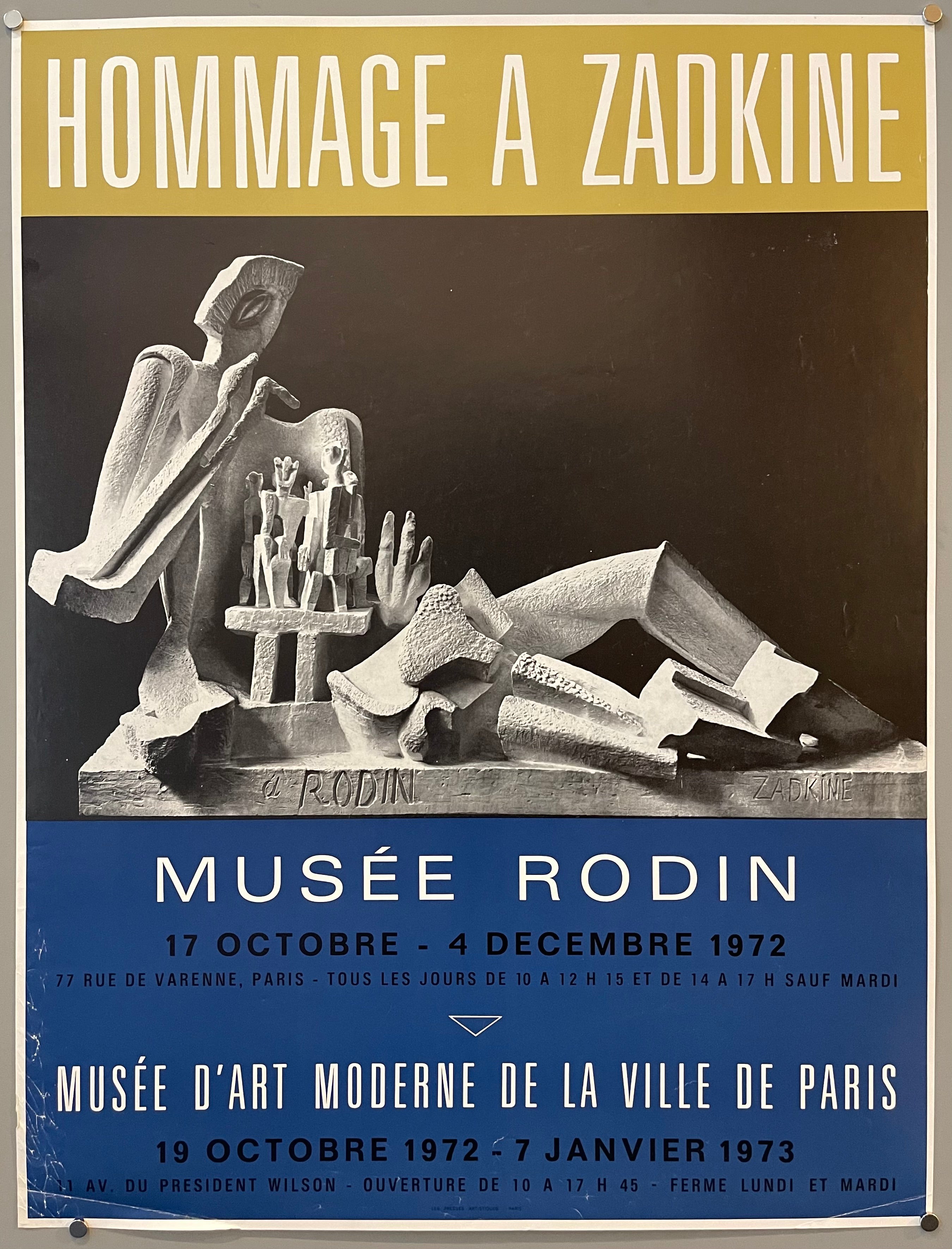 poster showing a photograph of a Zadkine sculpture