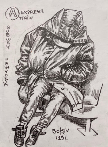 Link to Express Train Konstantin Bokov Charcoal DrawingU.S.A, 1991 Product