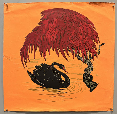 Swan Beneath Red Foliage