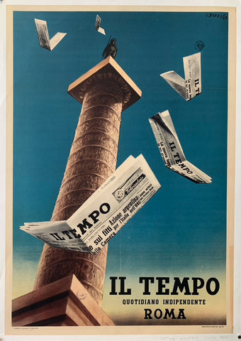 Link to  Il Tempo Quotidiano Indipendente Roma Poster ✓Italy, 1949  Product
