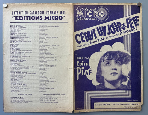 Link to  C'Était un Jour de Fête Edith PiafFrance, c. 1950s  Product