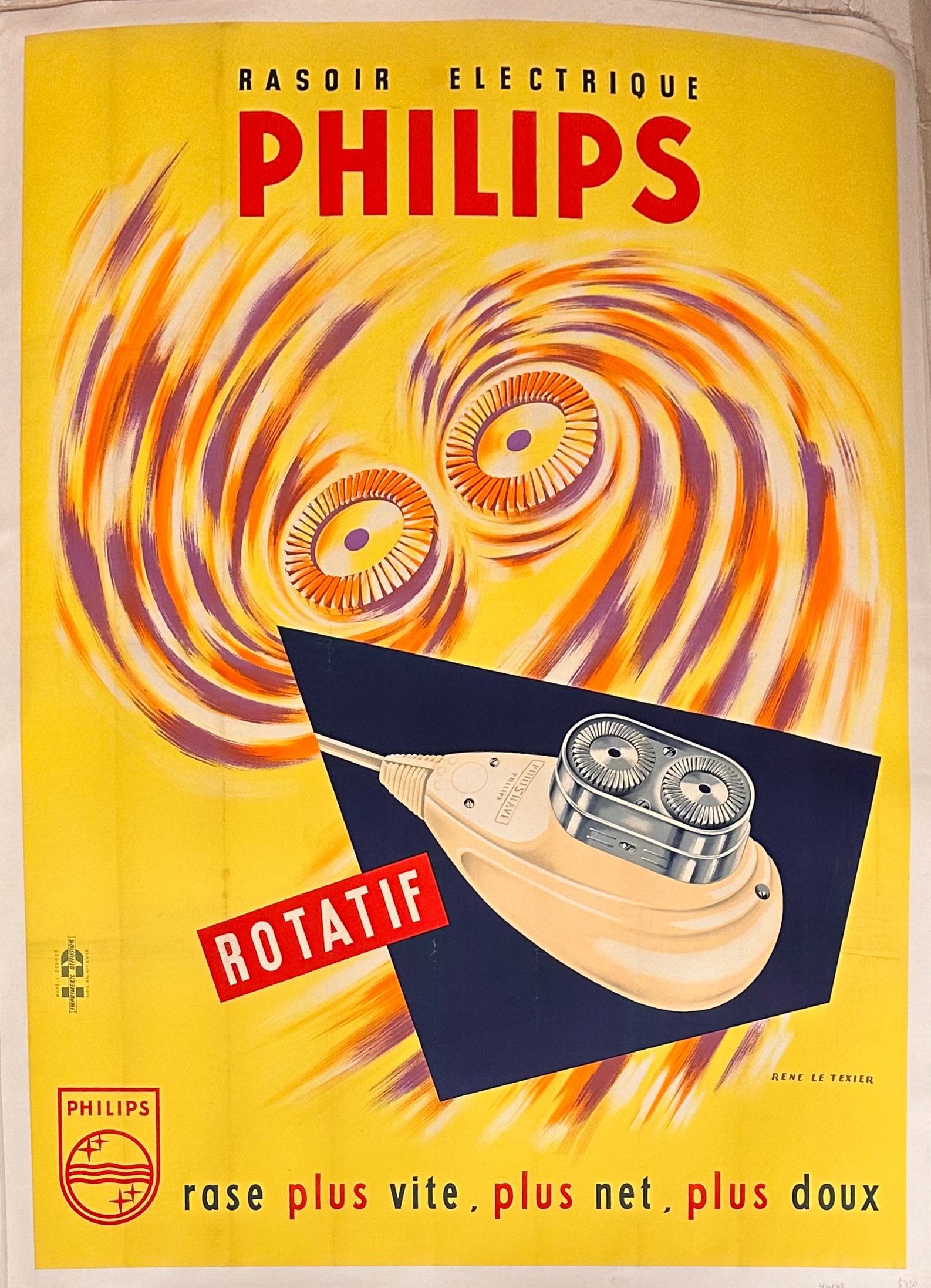  Philips Rotative Electric Shaver  against a yellow background. 