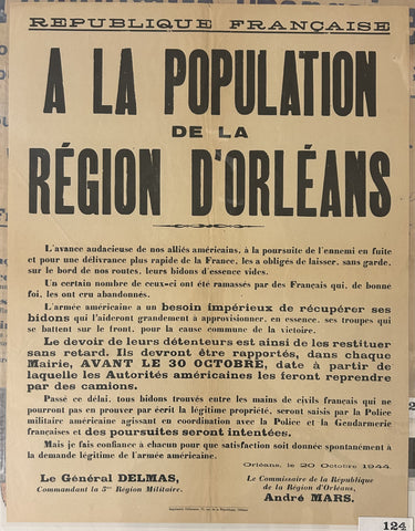 A La Population de la Région D'Orleans