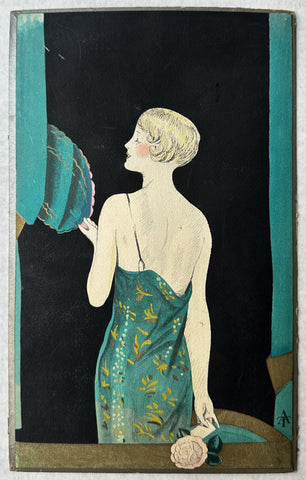 Woman in Emerald Dress - A. Teboul