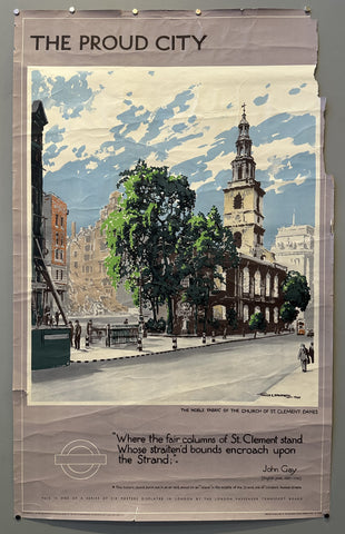 Link to  The Proud City Church of St. Clement Danes PosterEngland, 1944  Product