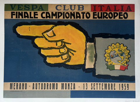 Link to  Vespa Club Italia Finale Campionato Europeo Poster ✓Italy, 1959  Product