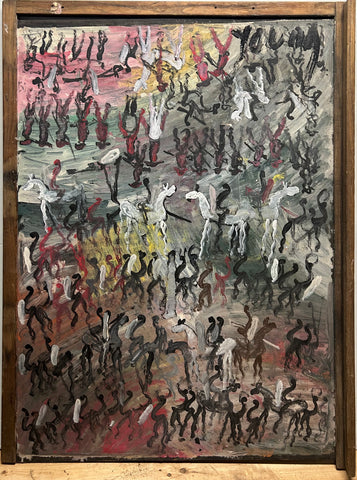 Figures on horses #4 - Purvis Young Painting