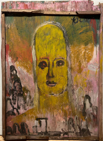 Elongated head #6 - Purvis Young Painting