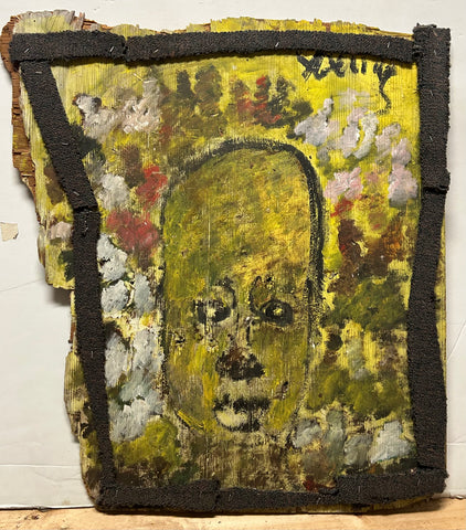 Green portrait #10 - Purvis Young Painting