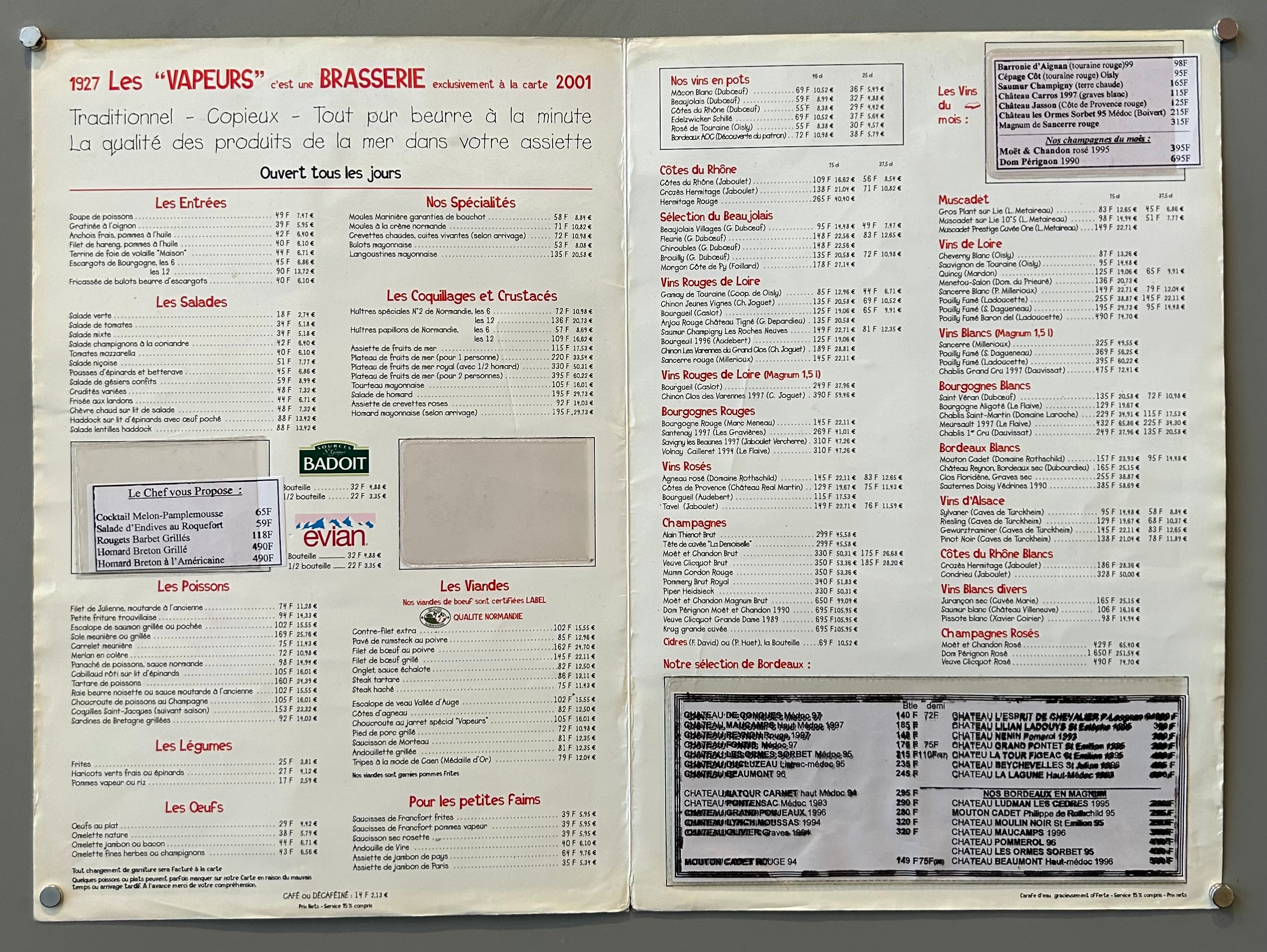 Les Vapeurs 2000 Savignac Menu – Poster Museum