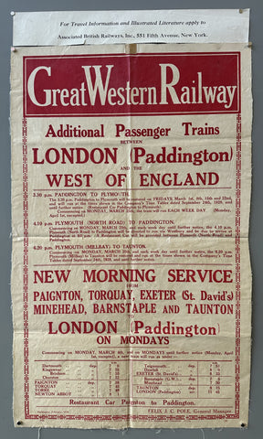 Link to  Great Western Railway London (Paddington) PosterEngland, 1929  Product