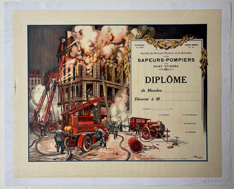 Link to  Sapeurs-Pompiers Diplôme PosterFrance, c. 1920  Product
