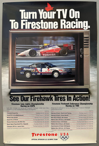 Turn Your TV on to Firestone Racing Poster