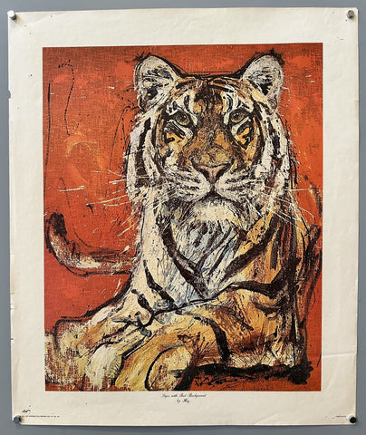 Tiger with red backgroung by Hug - Print