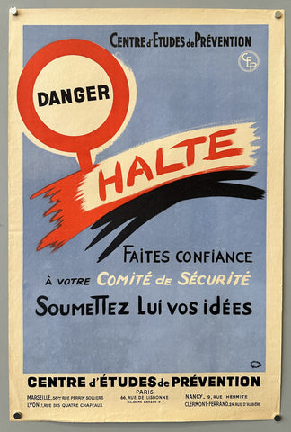 Link to &nbsp;Centre d'Études de Prévention Danger HalteFrance, c. 1940s &nbsp;Product