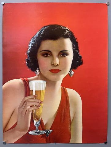 Girl with Beer Poster
