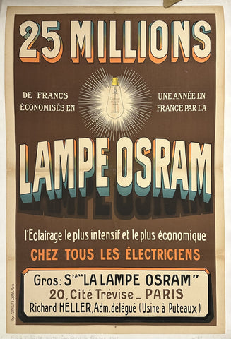 Link to  25 Millions de Francs Économisés en une Année en France par la Lampe OsramFrance, c. 1910s (?)  Product