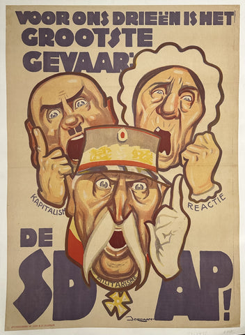 Link to  Voor ons drieën is het grootste gevaar: de SDAP!Netherlands, c. 1922  Product