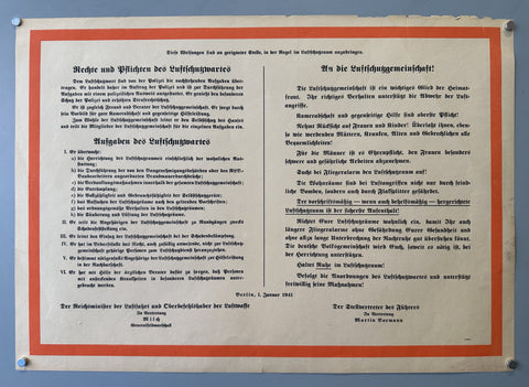 Link to  Rechte und Pflichten des LuftschuhwartesGermany, 1941  Product