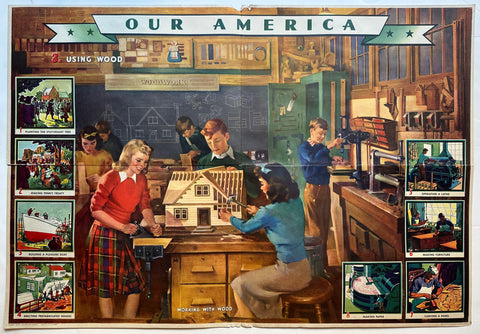 Link to  Our America - Working with Wood PosterUSA 1943  Product
