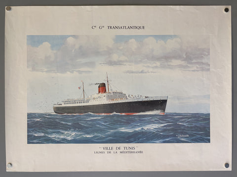 Link to &nbsp;Cie Gle Transatlantique - "Ville De Tunis"France, c.1952's &nbsp;Product